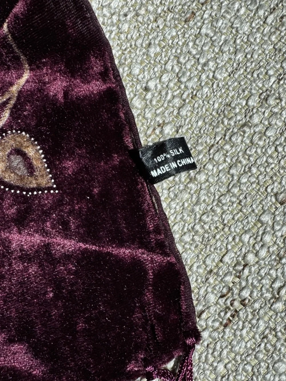 100% Silk Velvet Devoré Plum Floral Burnout Scarf/Evening Wrap with Fringe